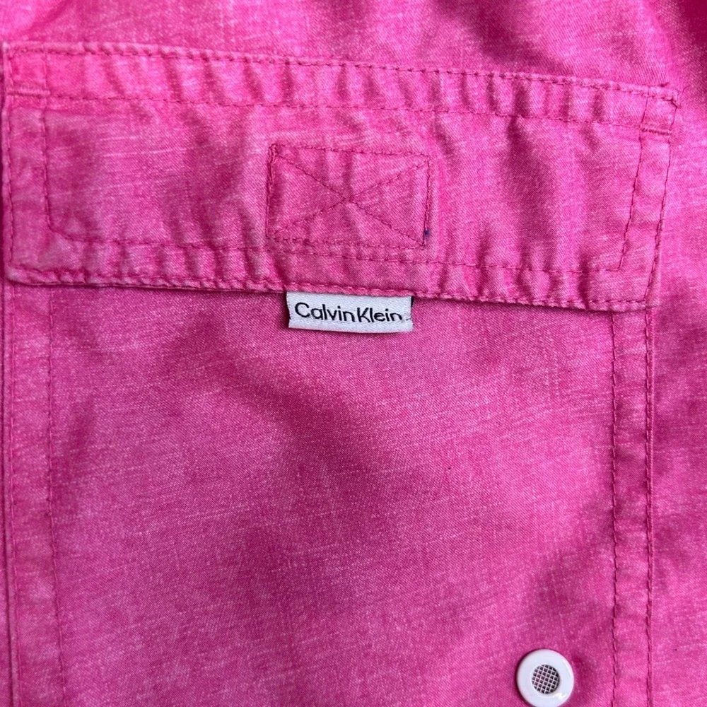 Calvin Klein Mens Pink Swim Shorts Trunk Elastic Waist Logo Small